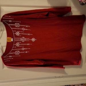 Ruby Rd. Red sweater w/metal decor